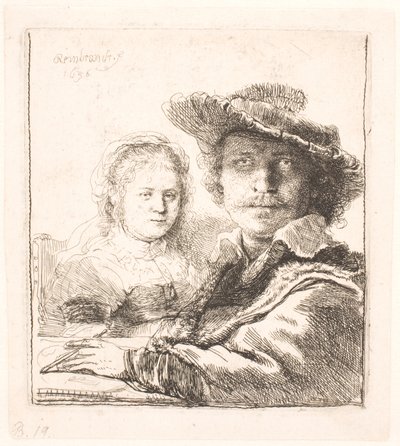 Rembrandt en zijn vrouw Saskia: bustes door Rembrandt van Rijn
