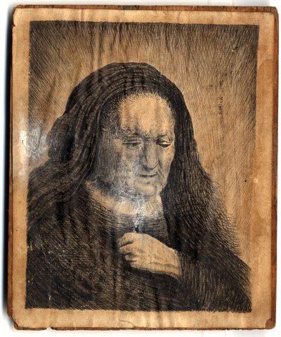 Rembrandts moeder met haar hand op haar borst, door dominee John Brand, 1782 door Rembrandt van Rijn