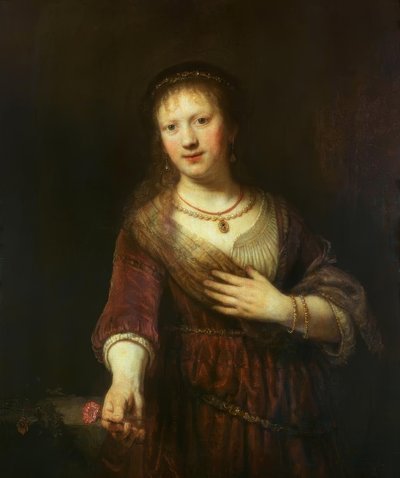 Saskia met de rode bloem door Rembrandt van Rijn