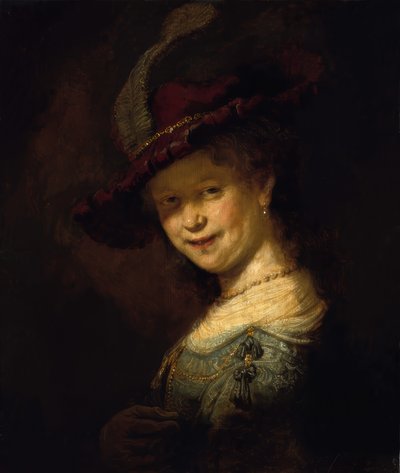 Saskia van Uylenburgh als meisje door Rembrandt van Rijn
