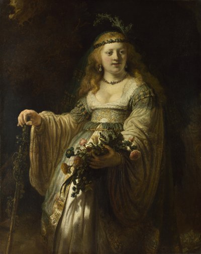 Saskia van Uylenburgh in Arcadisch Kostuum, 1635 door Rembrandt van Rijn