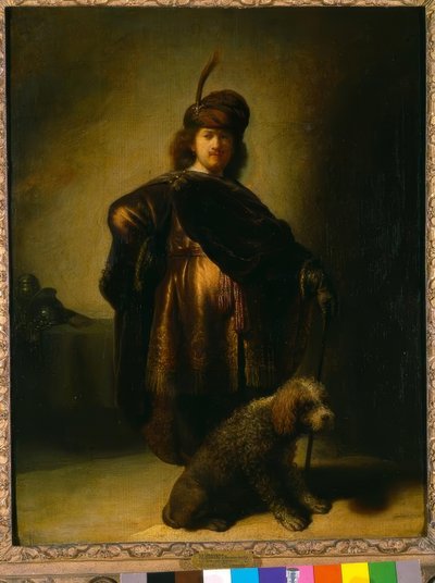 Zelfportret in oosters kostuum door Rembrandt van Rijn