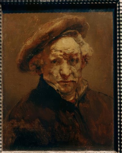 Zelfportret met baret door Rembrandt van Rijn