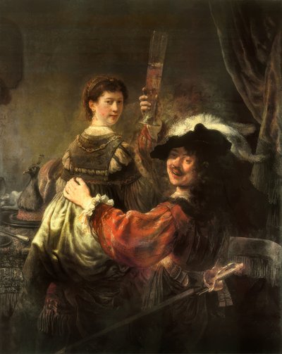 Zelfportret met zijn vrouw Saskia als de verloren zoon door Rembrandt van Rijn