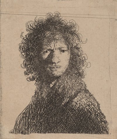 Zelfportret, fronsend, 1630 door Rembrandt van Rijn