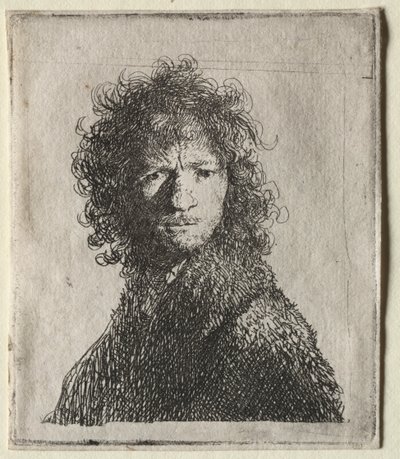 Zelfportret Fronsend: Buste, 1630 door Rembrandt van Rijn
