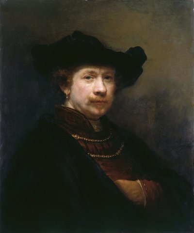 Zelfportret met Platte Pet door Rembrandt van Rijn