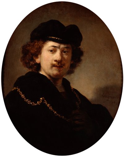 Zelfportret met een gouden ketting, 1633 door Rembrandt van Rijn