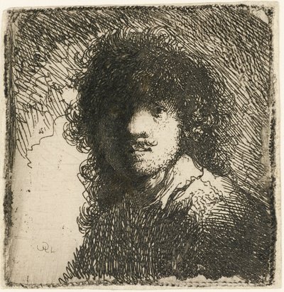 Zelfportret zonder hoed: buste, ca. 1629 door Rembrandt van Rijn