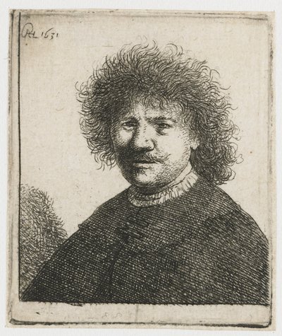 Zelfportret in een mantel met vallende kraag: buste door Rembrandt van Rijn