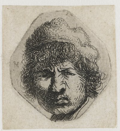 Zelfportret fronsend door Rembrandt van Rijn