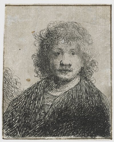 Zelfportret met een brede neus door Rembrandt van Rijn