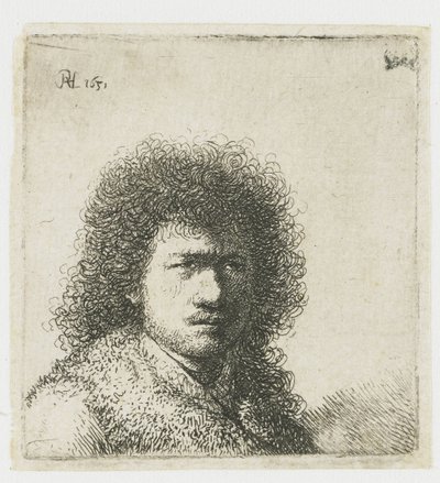 Zelfportret met wild haar: buste door Rembrandt van Rijn