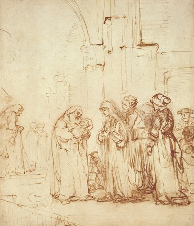 Simeon en Jezus in de tempel door Rembrandt van Rijn