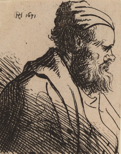 Man met een Platte Neus in een Pet, voor 1630 door Rembrandt van Rijn
