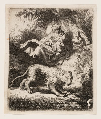 Sint Hiëronymus lezend door Rembrandt van Rijn