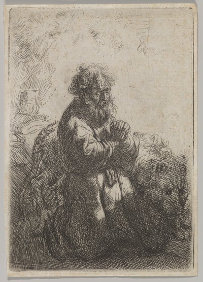 St. Hiëronymus in Gebed, 1635 door Rembrandt van Rijn
