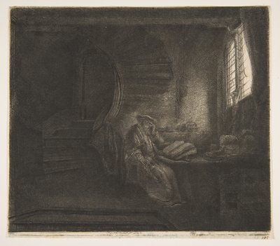 Sint Hiëronymus in een donkere kamer, 1642 door Rembrandt van Rijn
