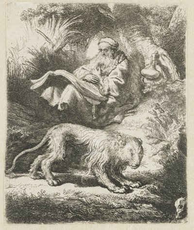 Sint Hiëronymus lezend door Rembrandt van Rijn