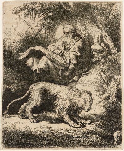 Sint Hiëronymus lezend door Rembrandt van Rijn
