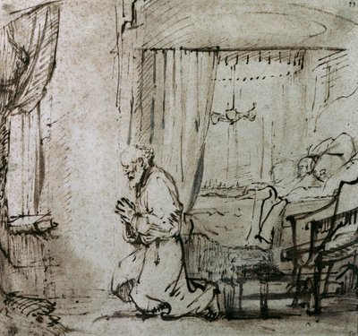 Het gebed van St. Petrus voor de opwekking van Tabitha, c.1654-55 door Rembrandt van Rijn