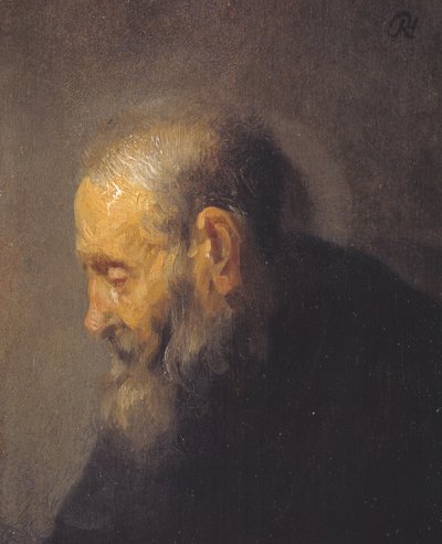 Studie van een oude man in profiel door Rembrandt van Rijn