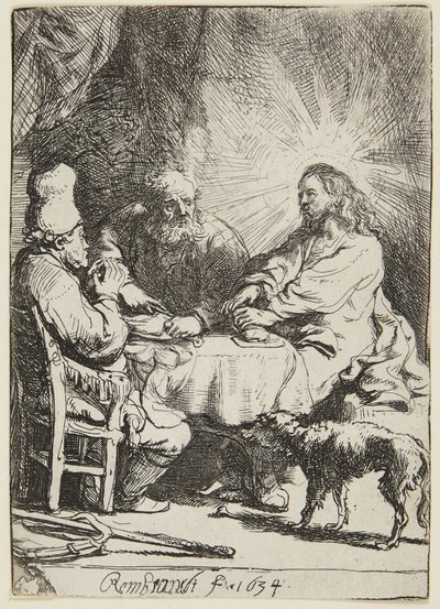 Avondmaal in Emmaüs (klein bord) door Rembrandt van Rijn