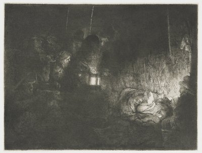 De aanbidding van de herders door Rembrandt van Rijn