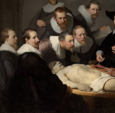 De anatomische les van Dr. Nicolaes Tulp (detail) door Rembrandt van Rijn