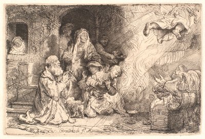 De engel vertrekt uit Tobits familie door Rembrandt van Rijn