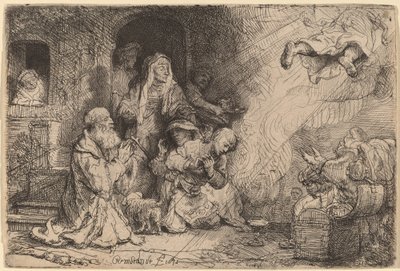 De engel vertrekt uit de familie van Tobias door Rembrandt van Rijn