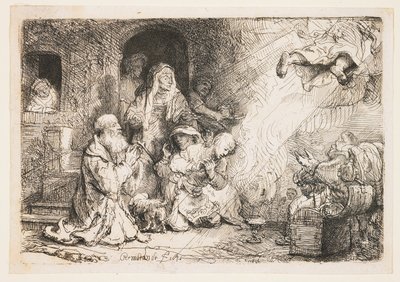 De engel vertrekt uit de familie van Tobias door Rembrandt van Rijn