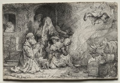 De Engel Vertrekt van de Familie van Tobit door Rembrandt van Rijn