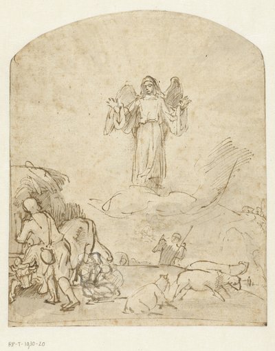 De aankondiging aan de herders door Rembrandt van Rijn