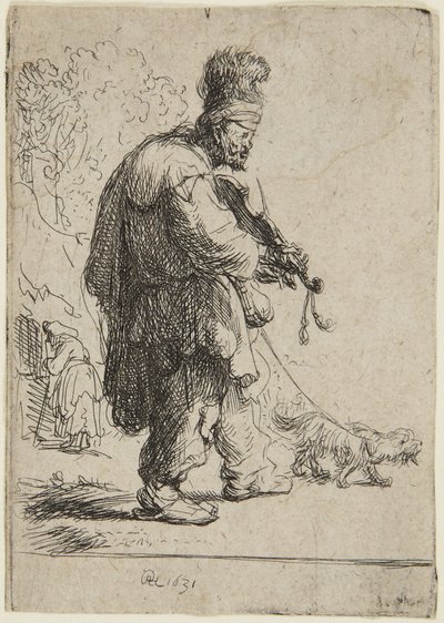 De blinde violist door Rembrandt van Rijn