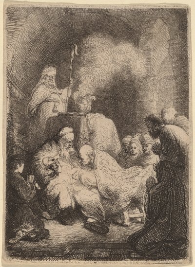 De besnijdenis: kleine plaat door Rembrandt van Rijn