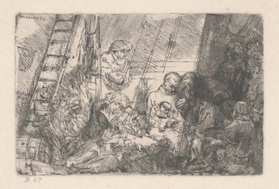 De besnijdenis in de stal, 1646-54 door Rembrandt van Rijn