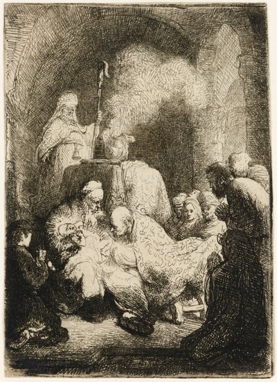 De besnijdenis: kleine plaat door Rembrandt van Rijn