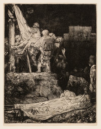 De kruisafneming bij fakkellicht door Rembrandt van Rijn