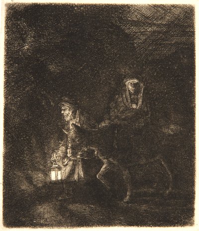 De Vlucht naar Egypte: Een Nachtstuk door Rembrandt van Rijn
