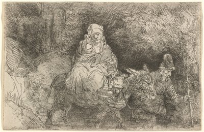 De vlucht naar Egypte: een beek oversteken door Rembrandt van Rijn
