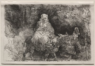 De vlucht naar Egypte: Een beek oversteken, 1654 door Rembrandt van Rijn
