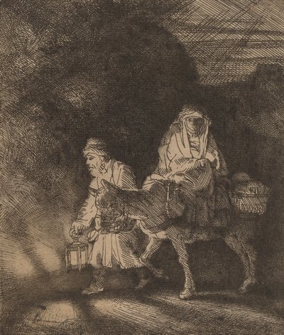 De Vlucht naar Egypte: een Nachtstuk, 1651 door Rembrandt van Rijn