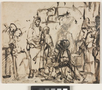 De ontmoeting van Christus met Martha en Maria na de dood van Lazarus, ca. 1662-65 door Rembrandt van Rijn