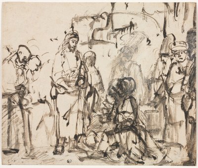 De Ontmoeting van Christus met Martha en Maria na de Dood van Lazarus, ca. 1662-65 door Rembrandt van Rijn