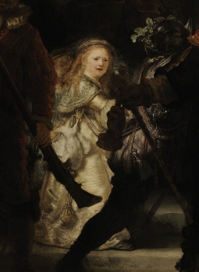 De Nachtwacht (detail), 1642 door Rembrandt van Rijn