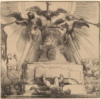 De Feniks of het omvergeworpen standbeeld door Rembrandt van Rijn
