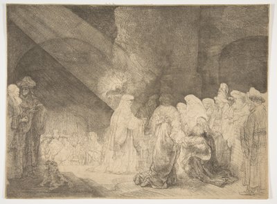 De Presentatie in de Tempel: Rechthoekige Plaat door Rembrandt van Rijn