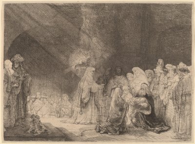 De presentatie in de tempel: Langwerpige prent door Rembrandt van Rijn