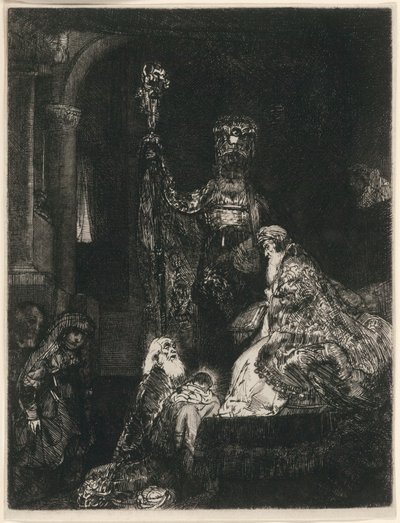 De Presentatie in de Tempel in de Donkere Manier door Rembrandt van Rijn